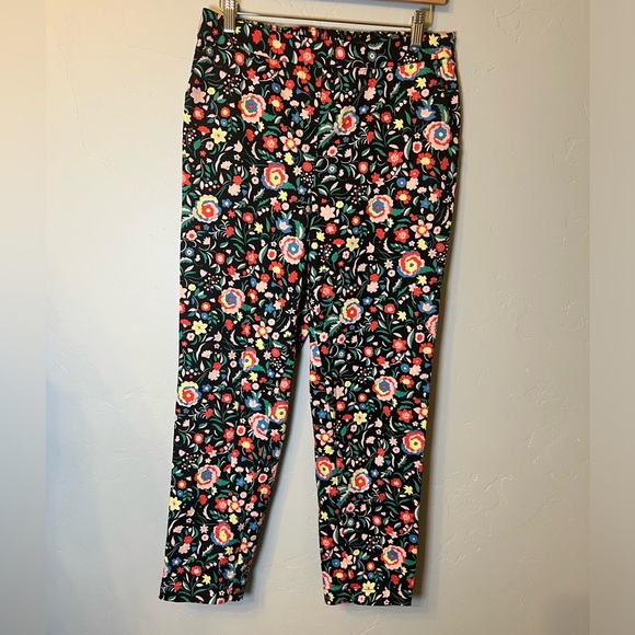 Boden Pants - Boden Women’s Danby Pull On Straight Leg High Rise Black Floral Rainbow